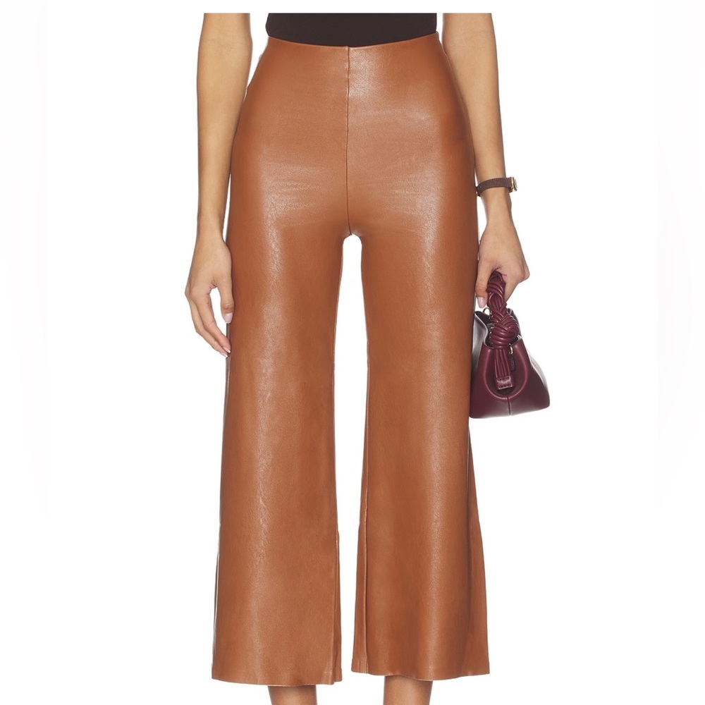 Commando faux leather cropped pants- cognac